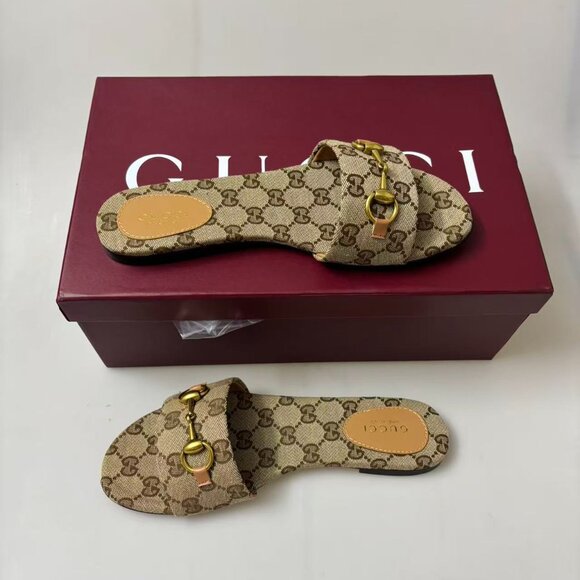New Gucci GG Canvas Horsebit Slides - Size 38 - Picture 3 of 4